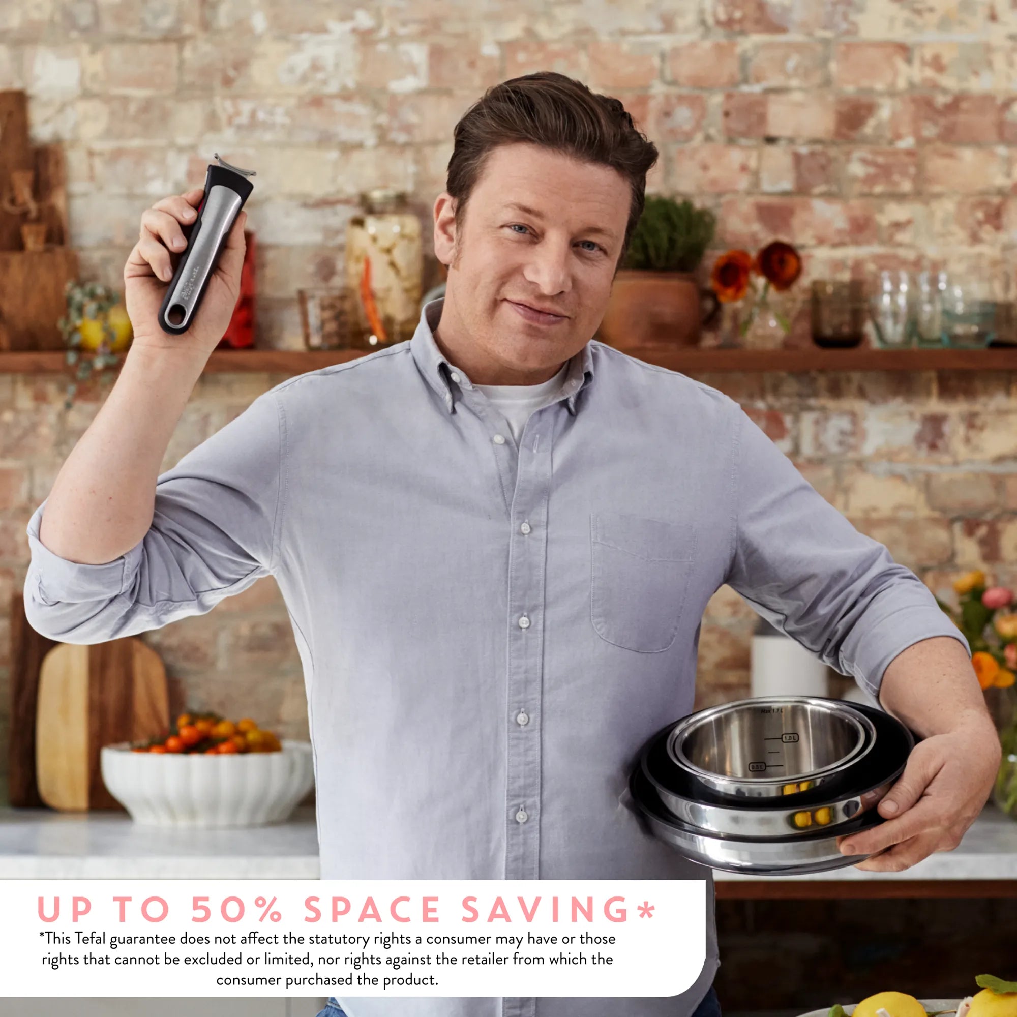 Jamie Oliver by Tefal Ingenio Induction Stainless Steel 18pc Set up to 50% space saving stackable cookware