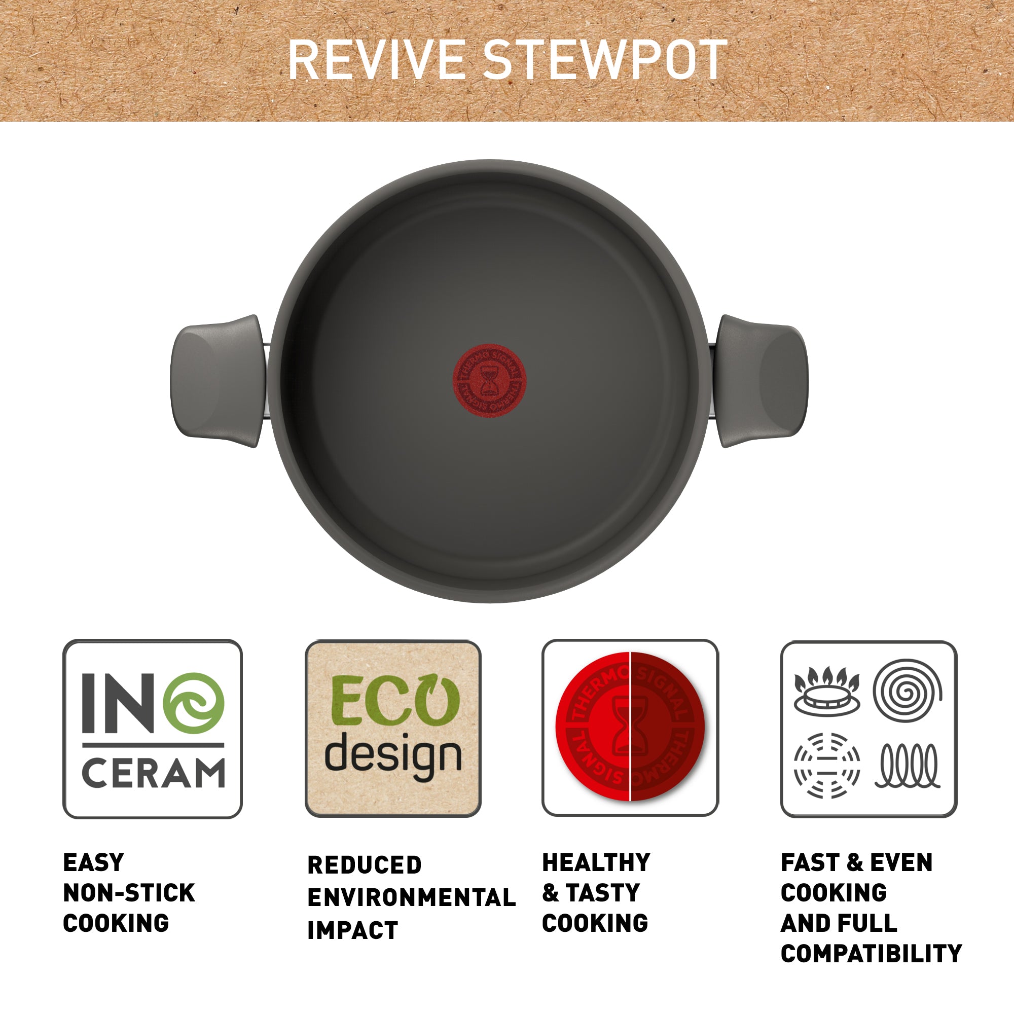 Tefal Revive Ceramic Induction Non-Stick Stewpot + Lid 24cm