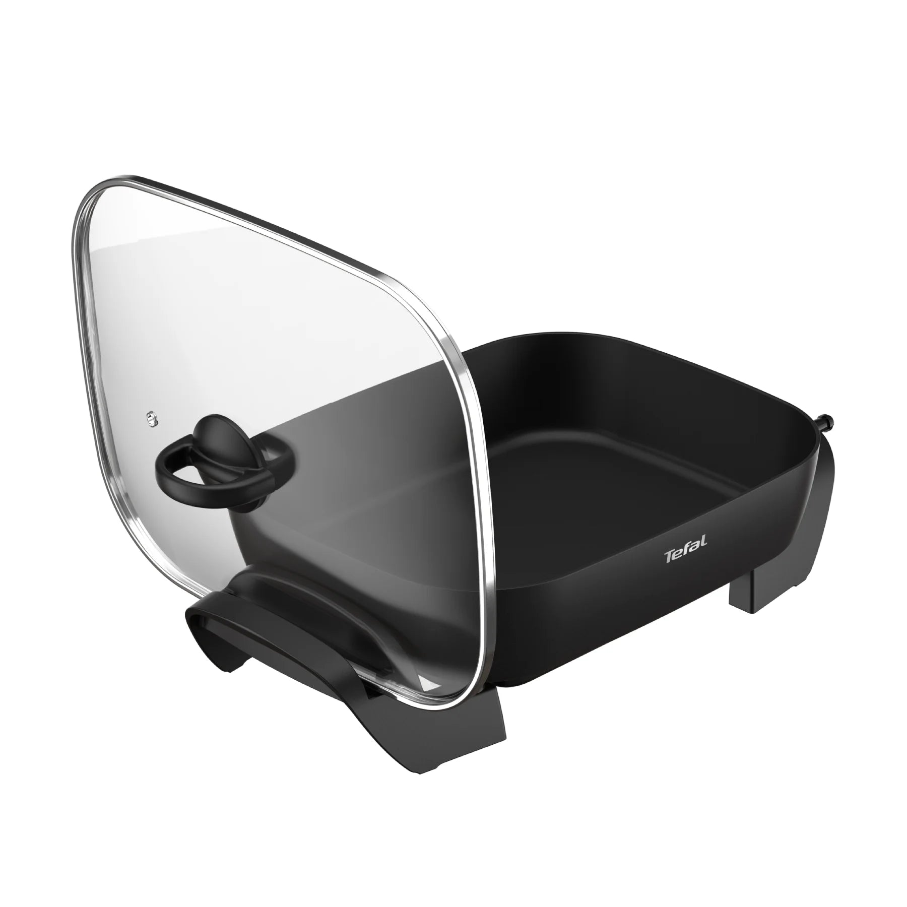 Tefal Easy Banquet Electric Frypan KC6018 open lid in holder