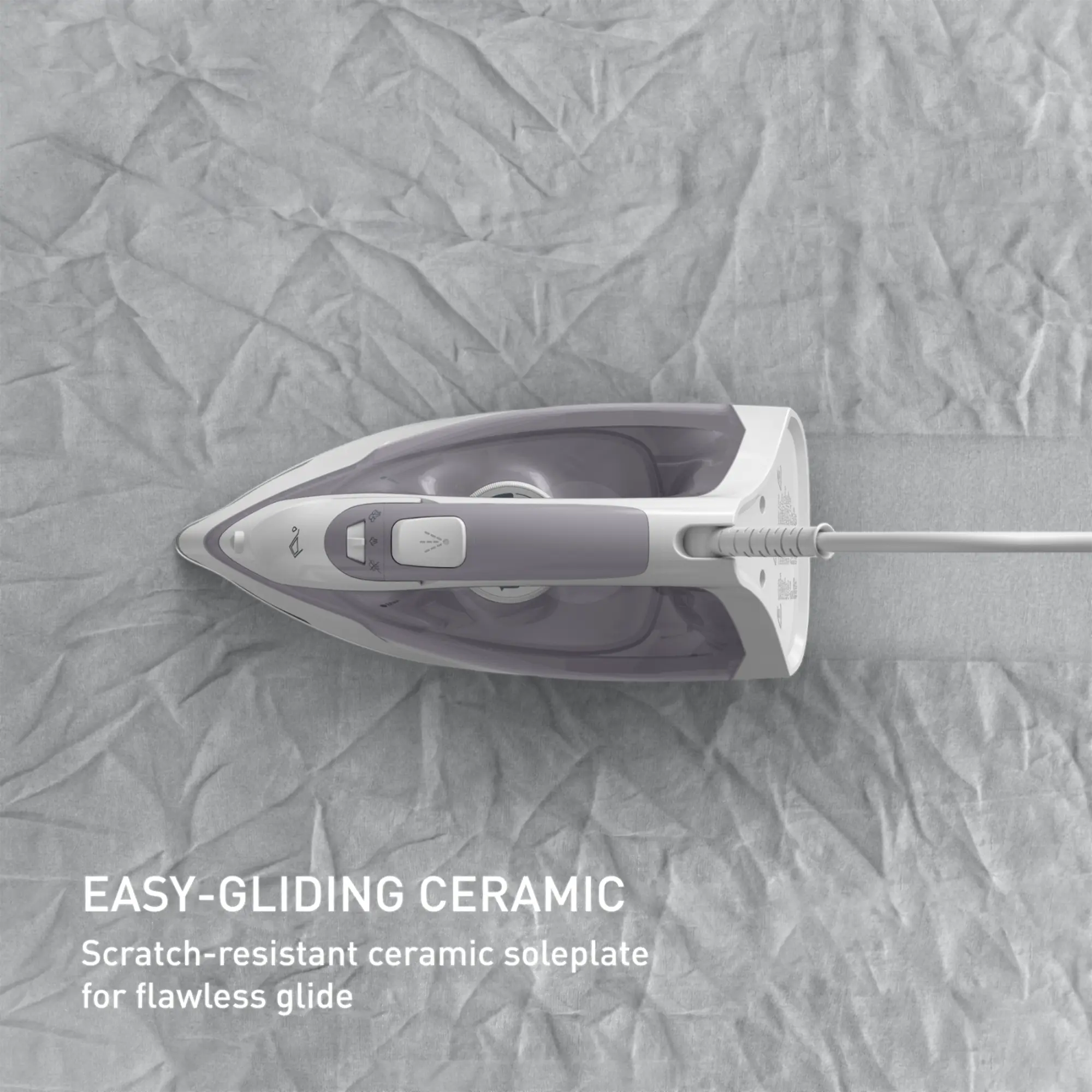 Tefal Virtuo 30 Steam Iron FV2C43 with easy gliding ceramic scratch-resistant ceramic soleplate
