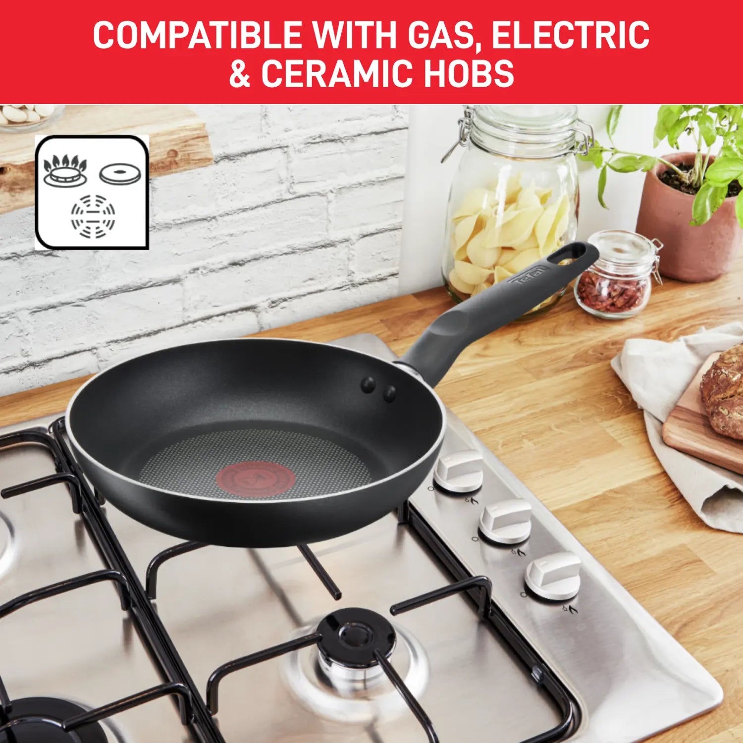 Tefal Super Cook Non-Stick 5pce Set with Utensils compatible with gas, electric and ceramic hobs