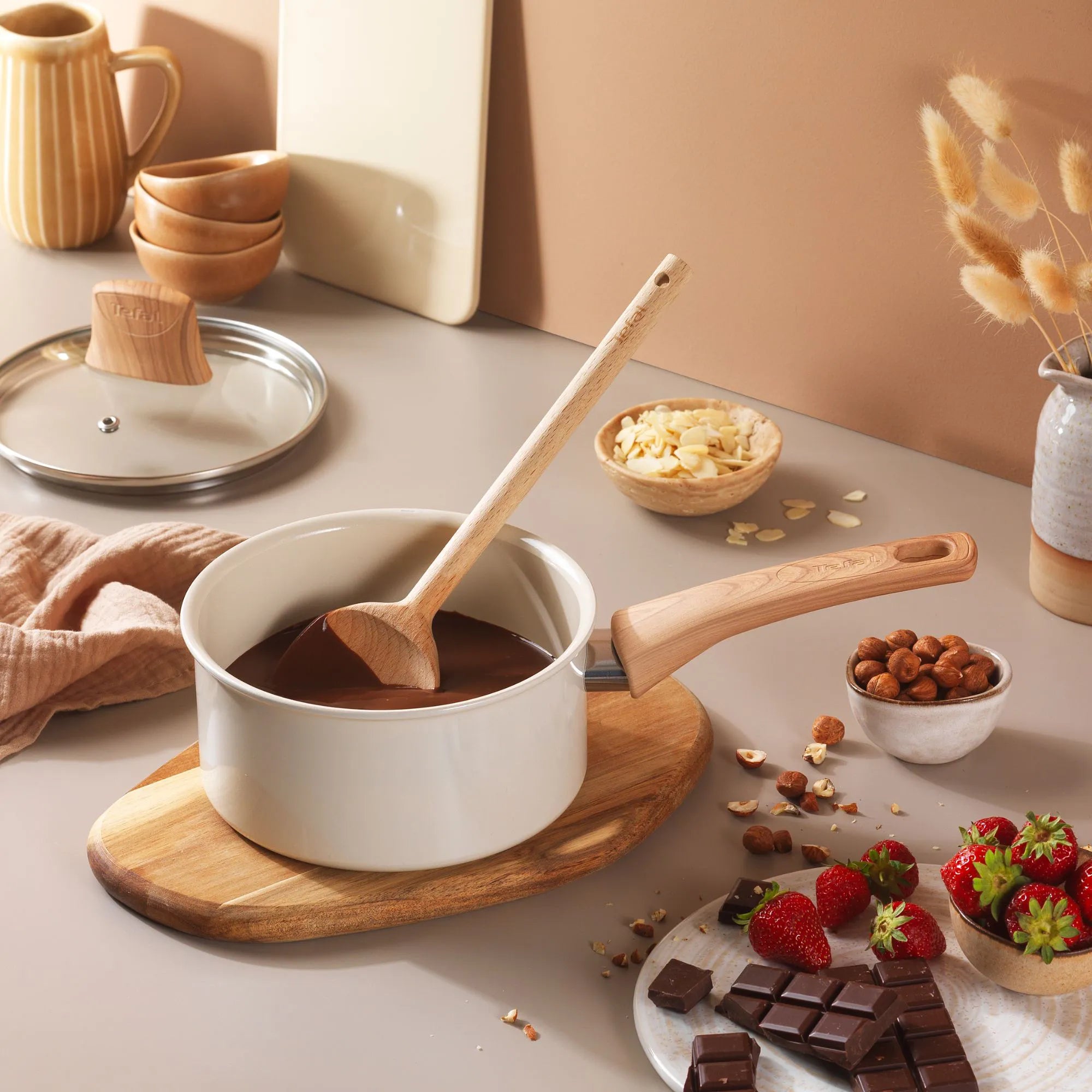 Tefal Vivaceram Induction Ceramic Beige 5pc Cookware Set