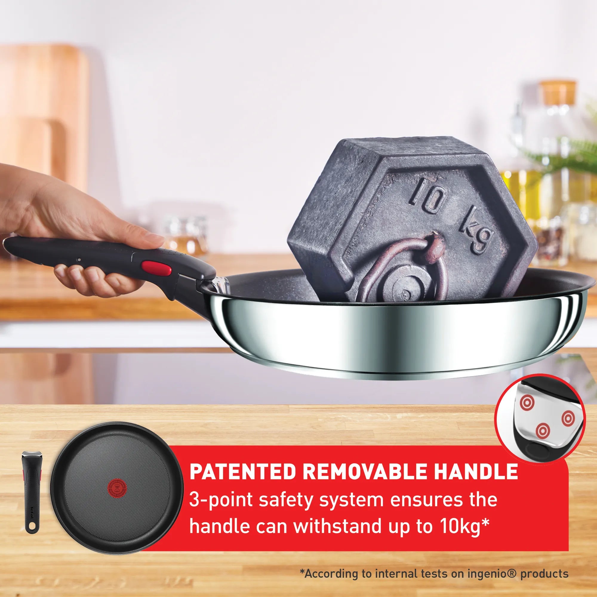 Tefal Ingenio Cook Eat Induction Non-Stick 4pc Set with strong patented removable handle