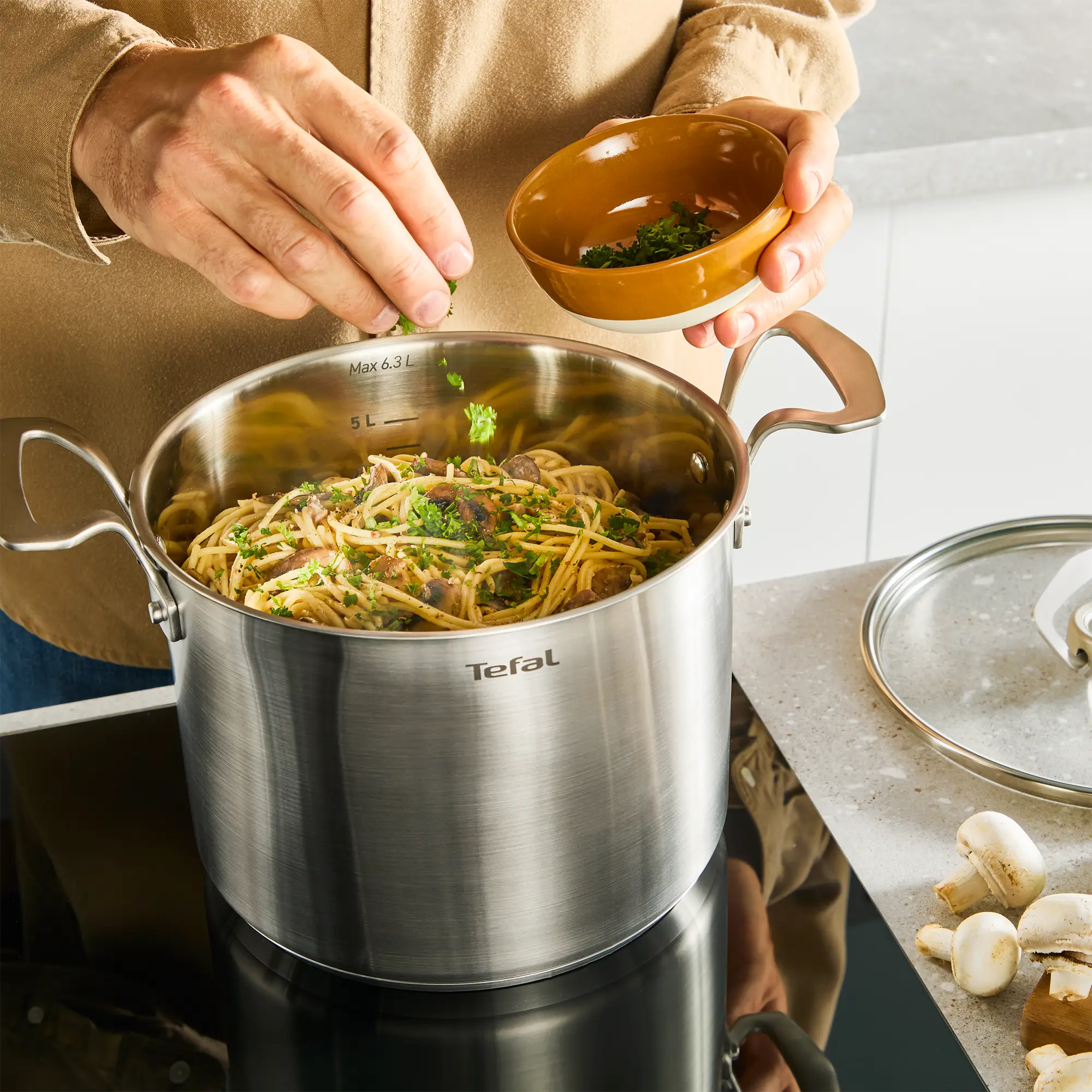 Tefal Space+ Extreme Induction Stainless Steel Pasta Pot 22cm + Lid