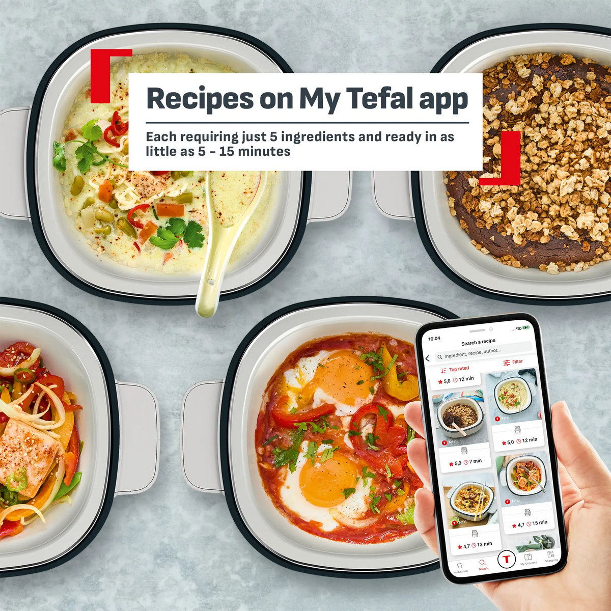 Tefal YumMeal Multicooker Air Fryer Black Knight FB3518 with recipes on the My Tefal app