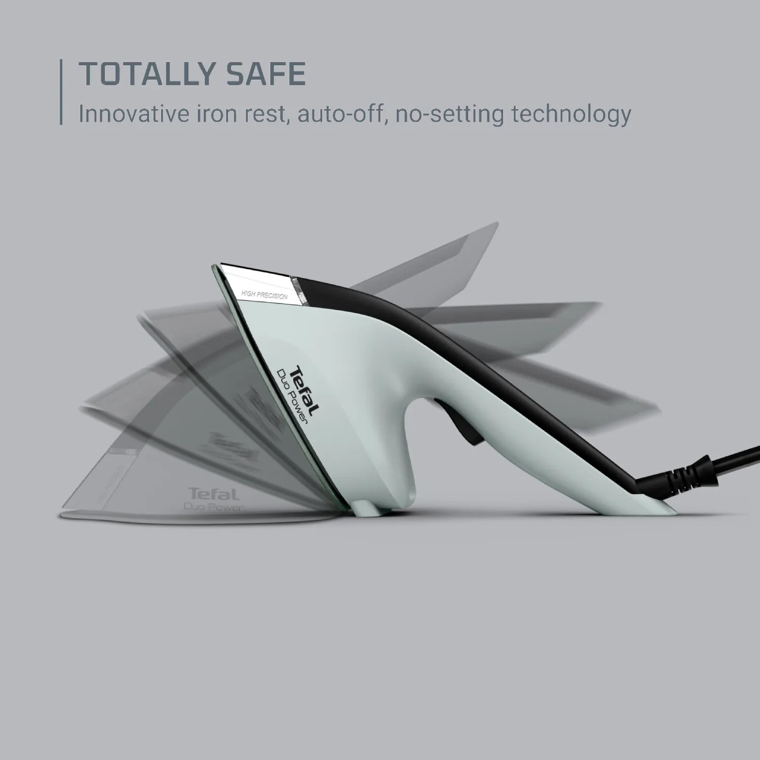 Tefal Duo Power Iron & Steamer JF4031 with safety features: safe rest position and auto-off