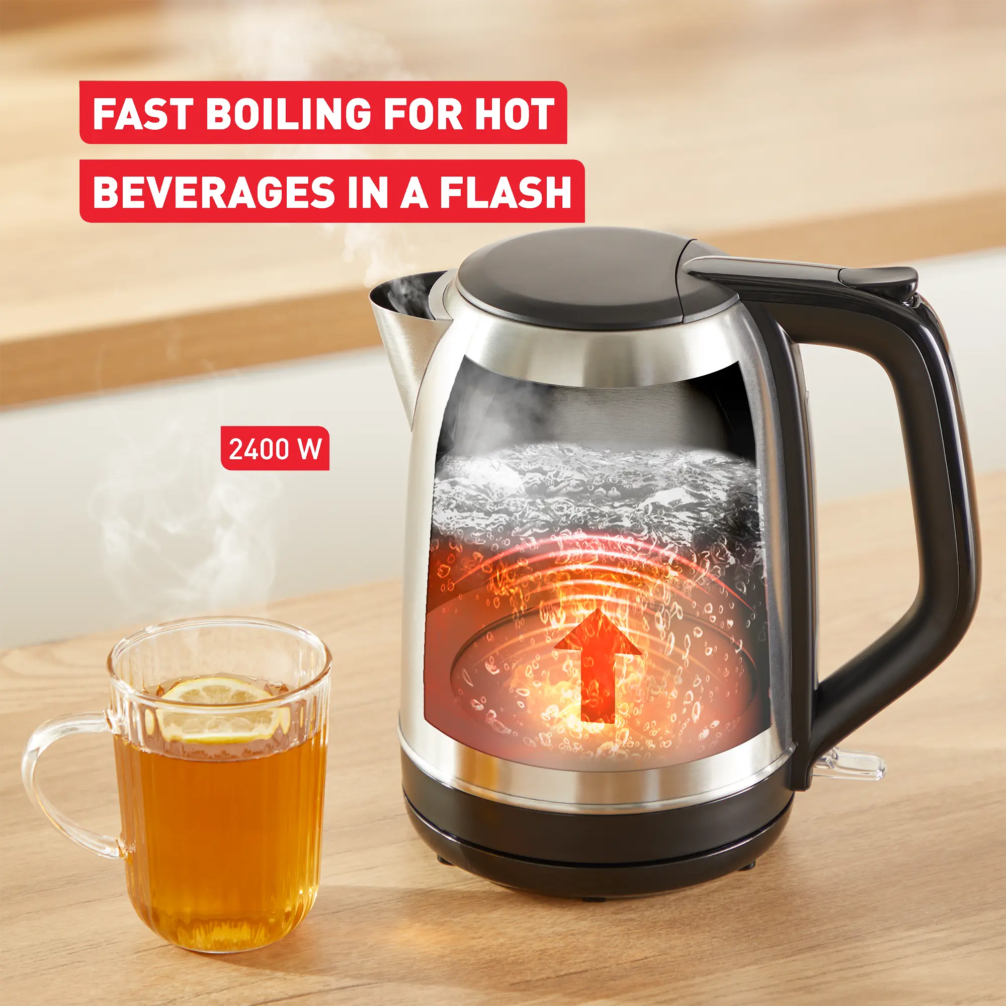 Tefal Subito Stainless Steel Toaster & Kettle Breakfast Set TT5SAD 2400W fast boil