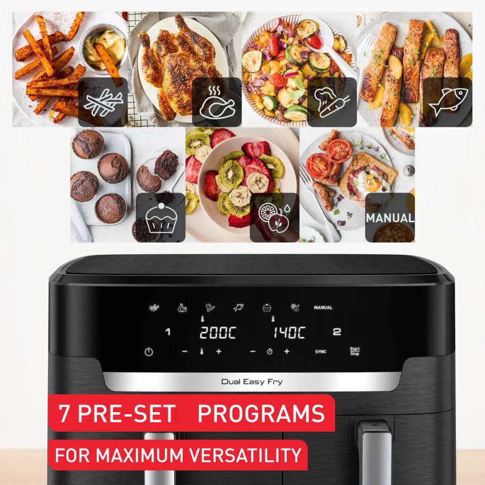 Tefal Dual Easy Fry XXXL 11L Air Fryer EY9428 7 pre-set programs