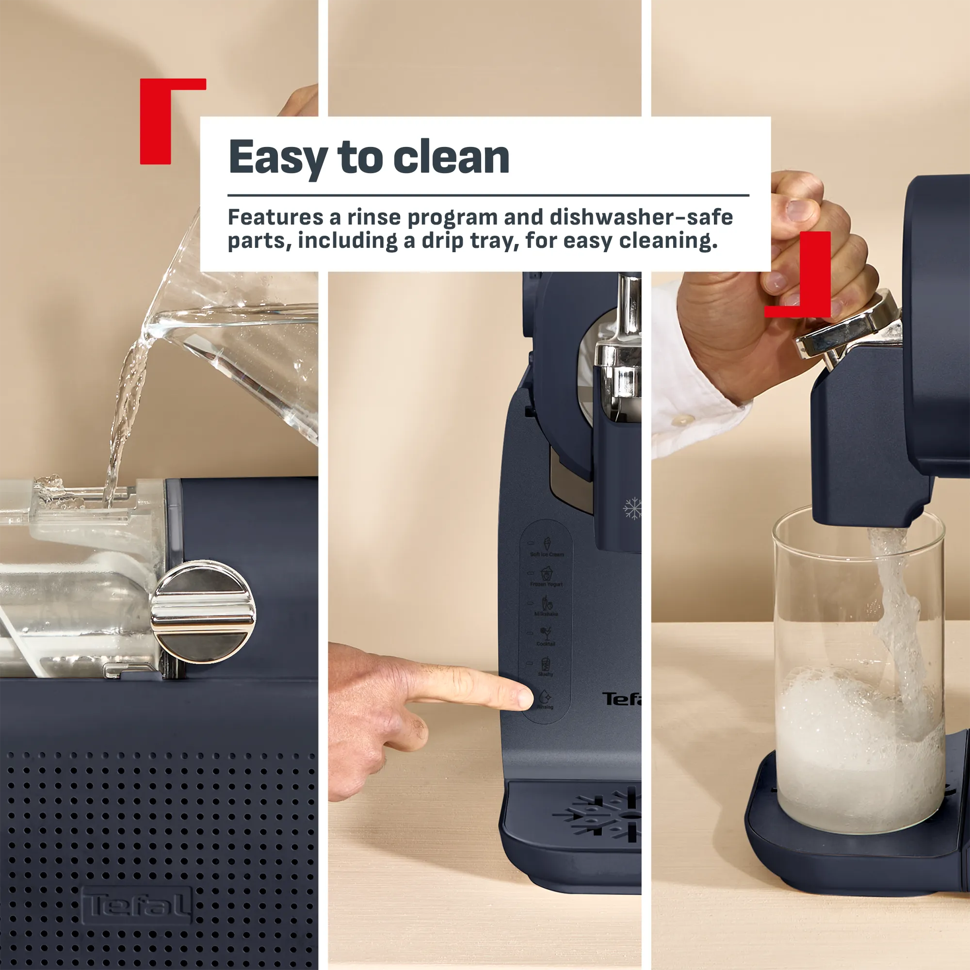 Tefal Freezi Soft Serve & Frozen Drink Maker IG8014 easy to clean with rinse program