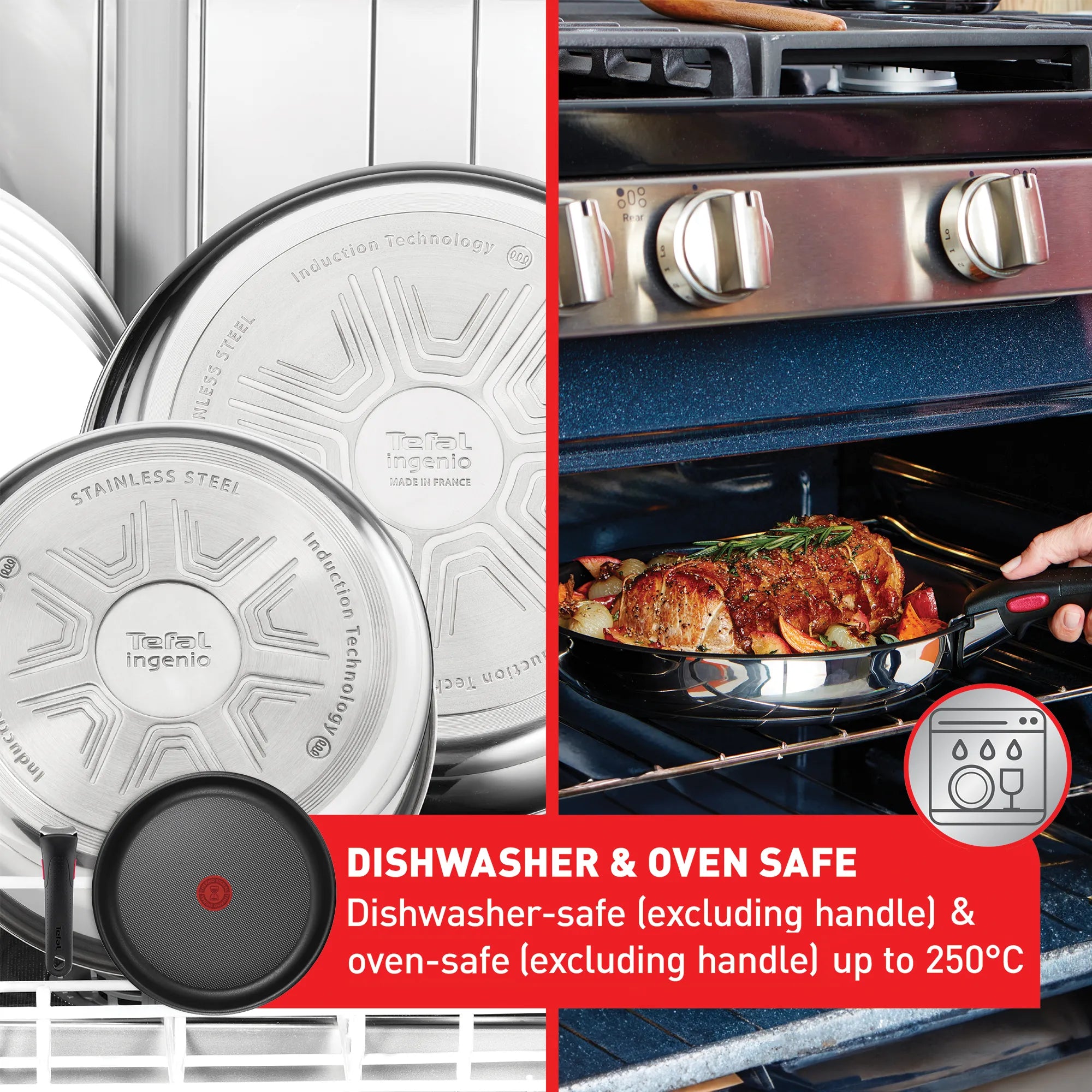 Tefal Ingenio Cook Eat Induction Non-Stick 4pc Set dishwasher and oven safe