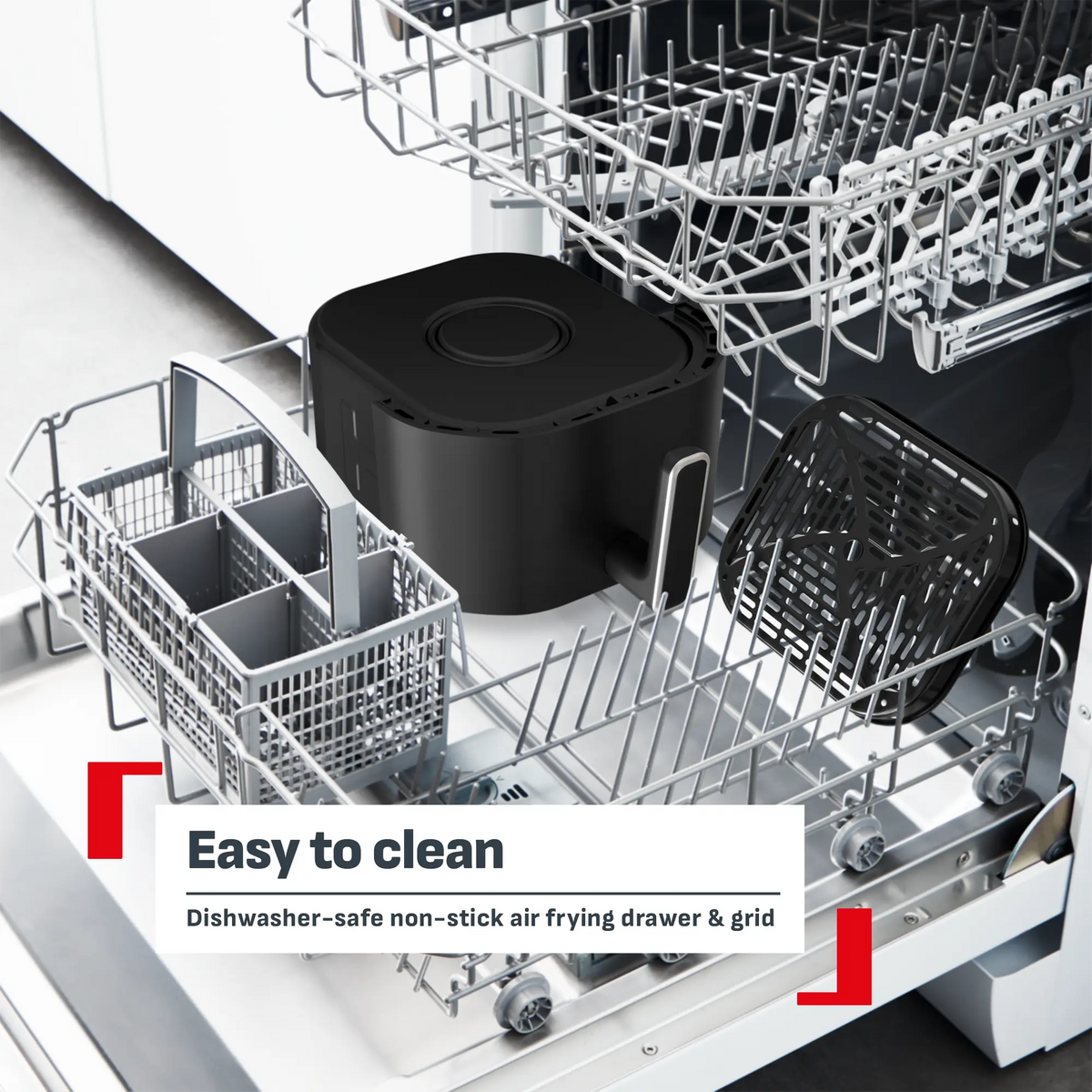 Tefal Ever Fry Infra Heat Single Drawer 7L Air Fryer EY8328 easy to clean with dishwasher safe drawer and grid
