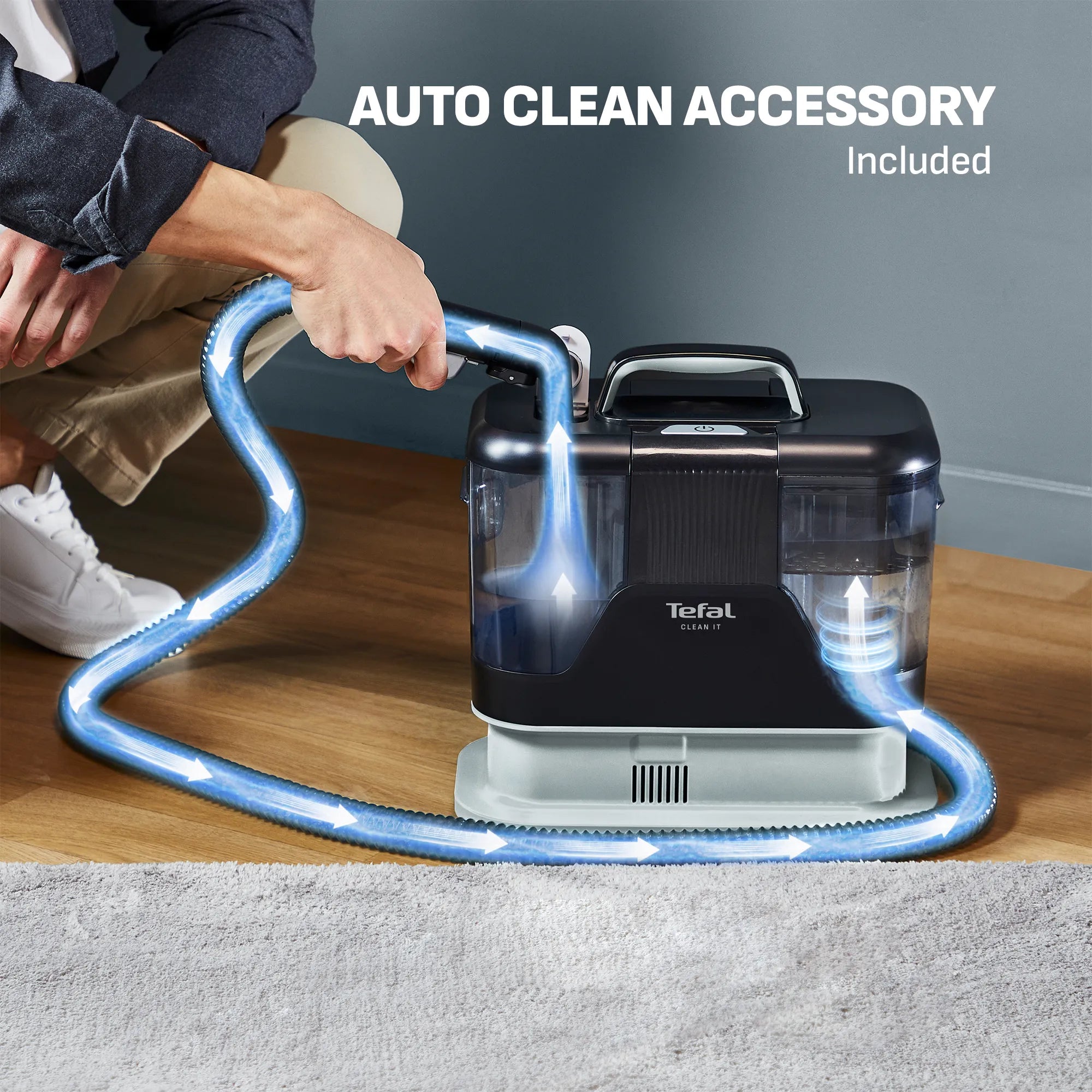 Tefal Clean It Portable Carpet & Upholstery Spot Cleaner IZ5010 with auto clean accessory included