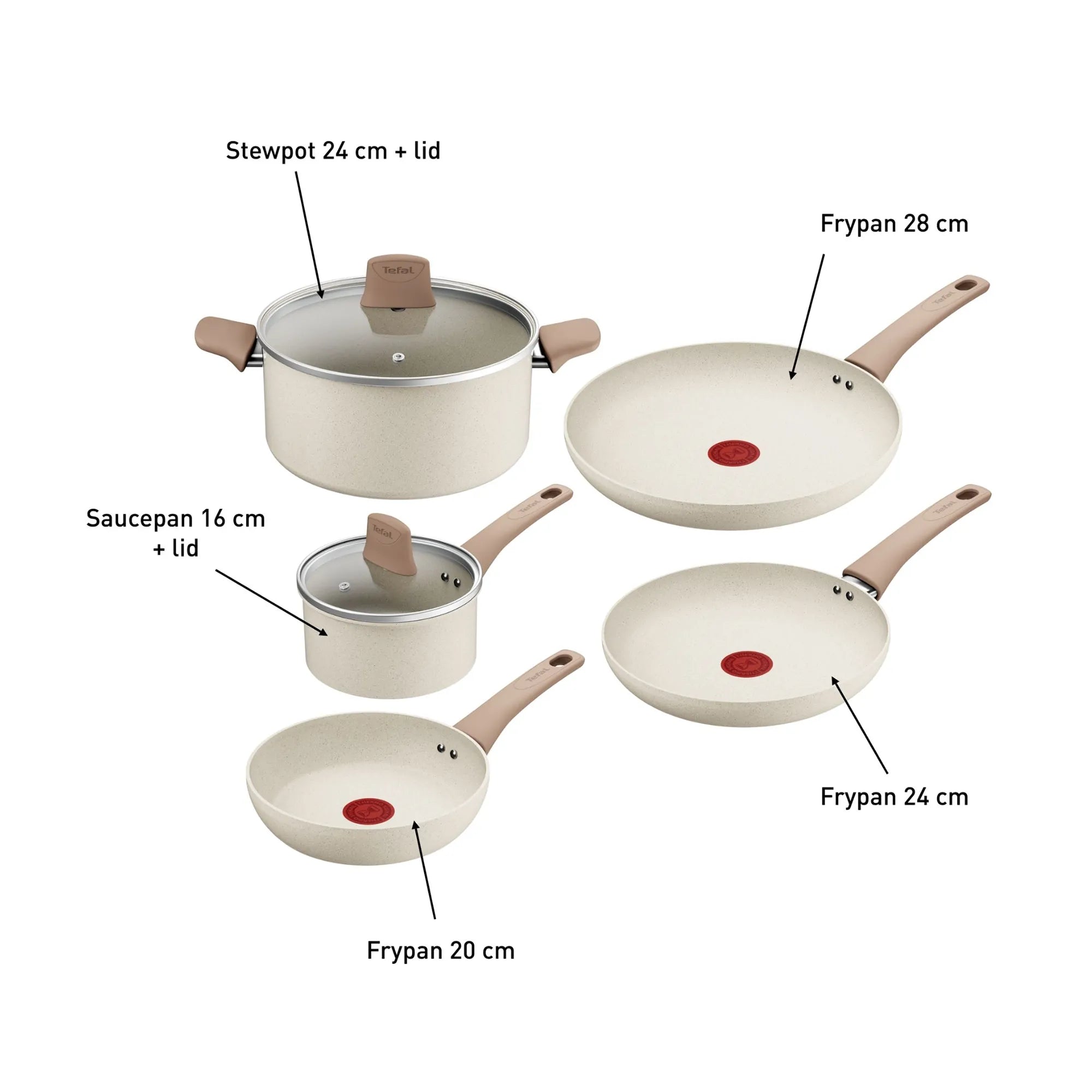 Tefal Stone White Induction Non-Stick 5pc Set