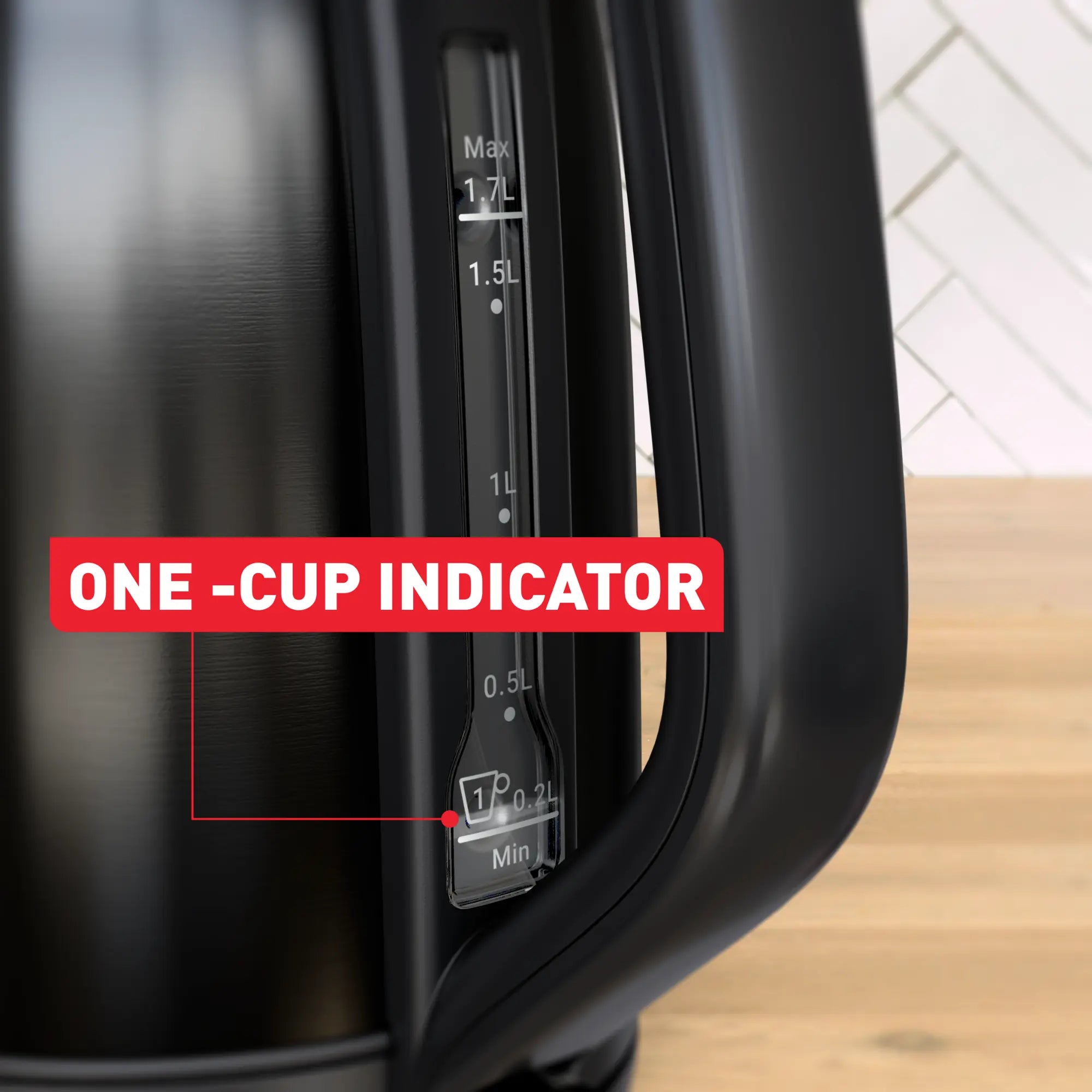 Tefal Subito Black Stainless Steel Toaster & Kettle Breakfast Set with one-cup indicator