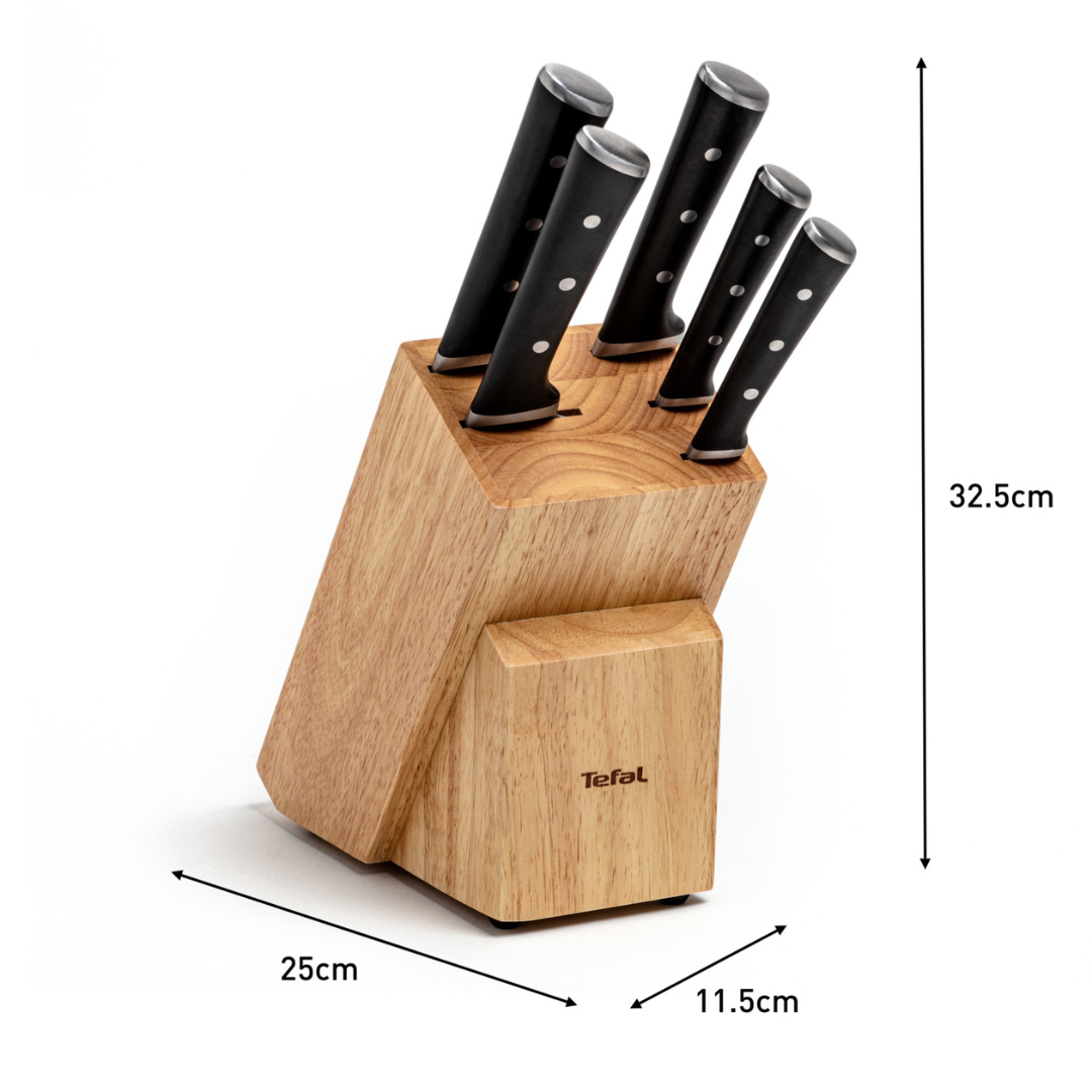 Tefal Ice Force Stainless Steel 6pc Knife Set with Block