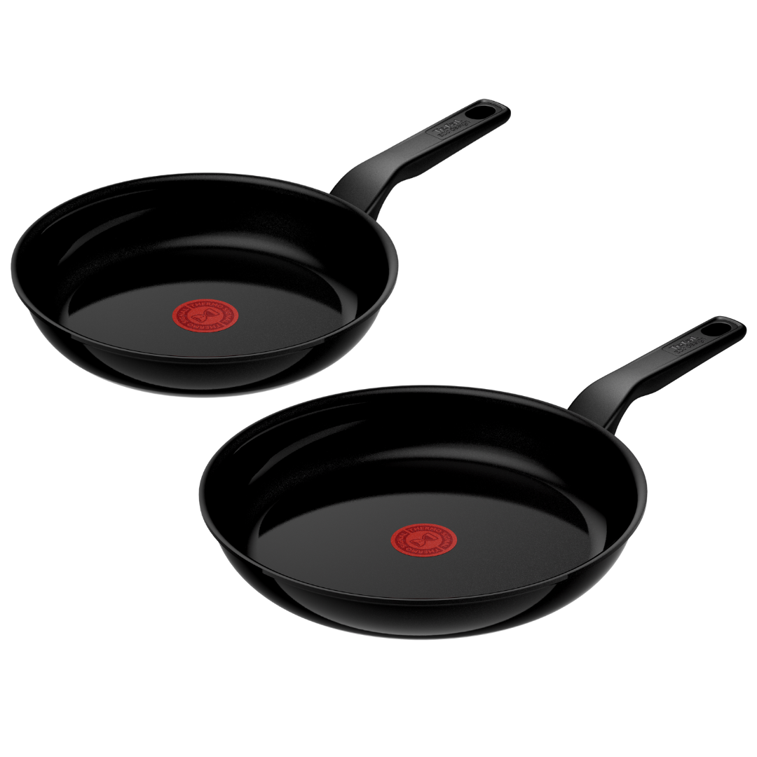 Tefal Renew Black Twinpack Frypan Set 20/28cm - Ceramic Non-Stick Coating