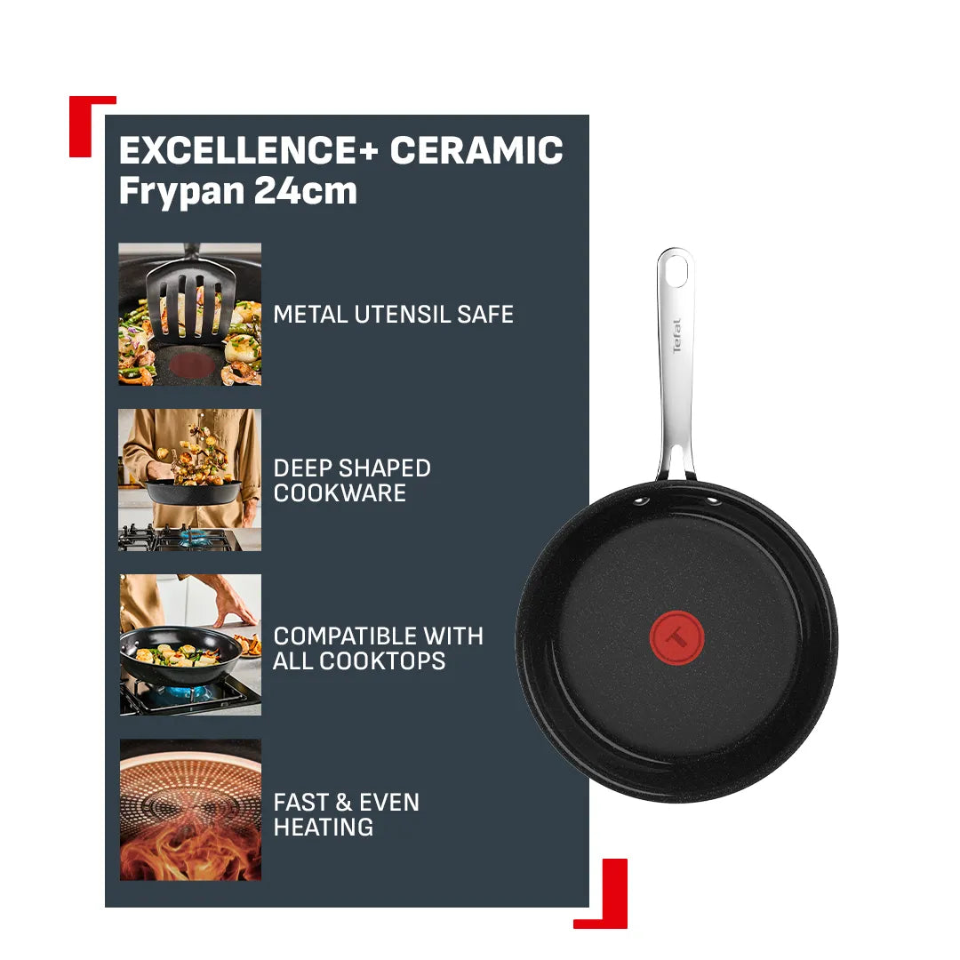 Tefal Excellence+ Ceramic Induction Non-Stick Frypan 24cm Features