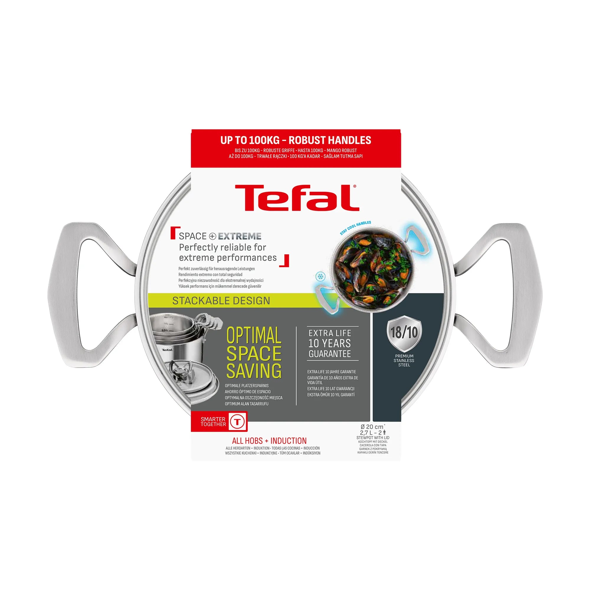 Tefal Space+ Extreme Induction Stainless Steel Stewpot 20cm + Lid