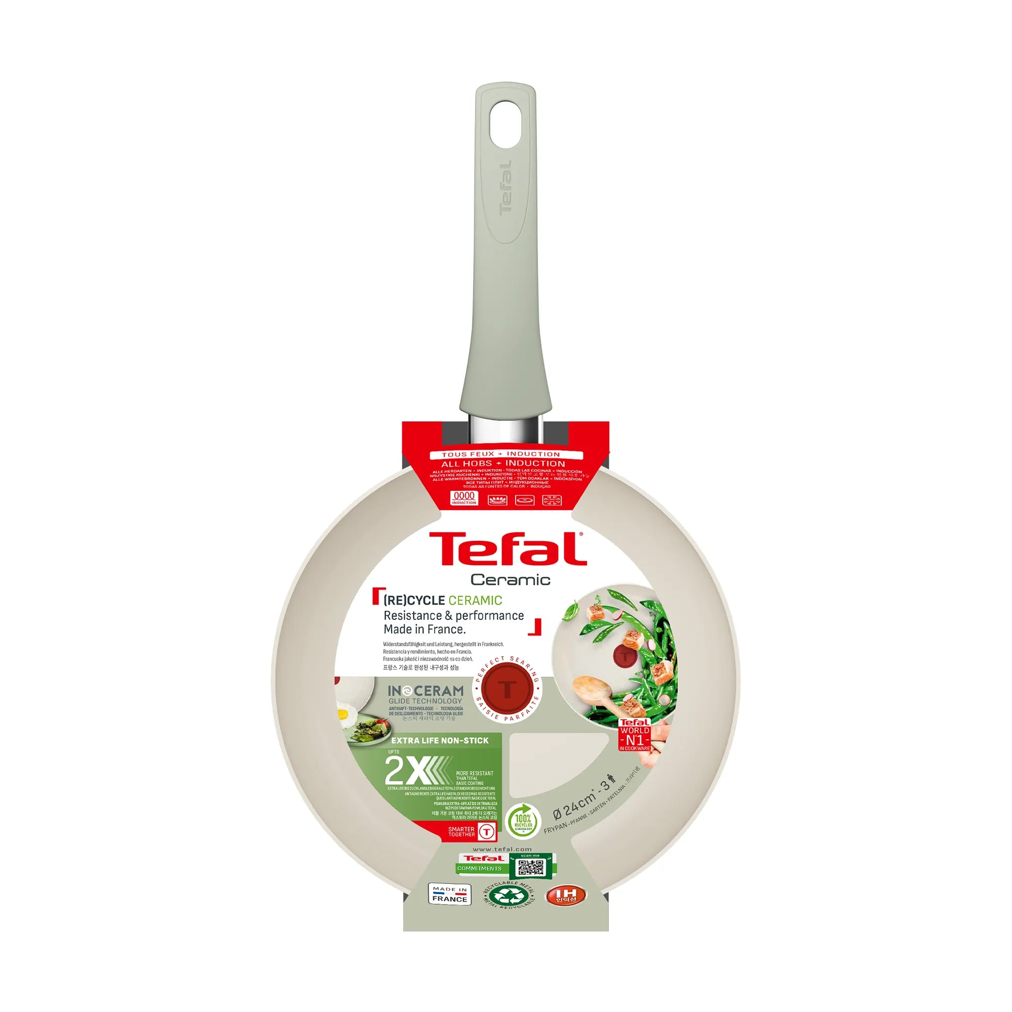 Tefal (Re)cycle Induction Ceramic Green Lichen Non-Stick Frypan 24cm Packaging