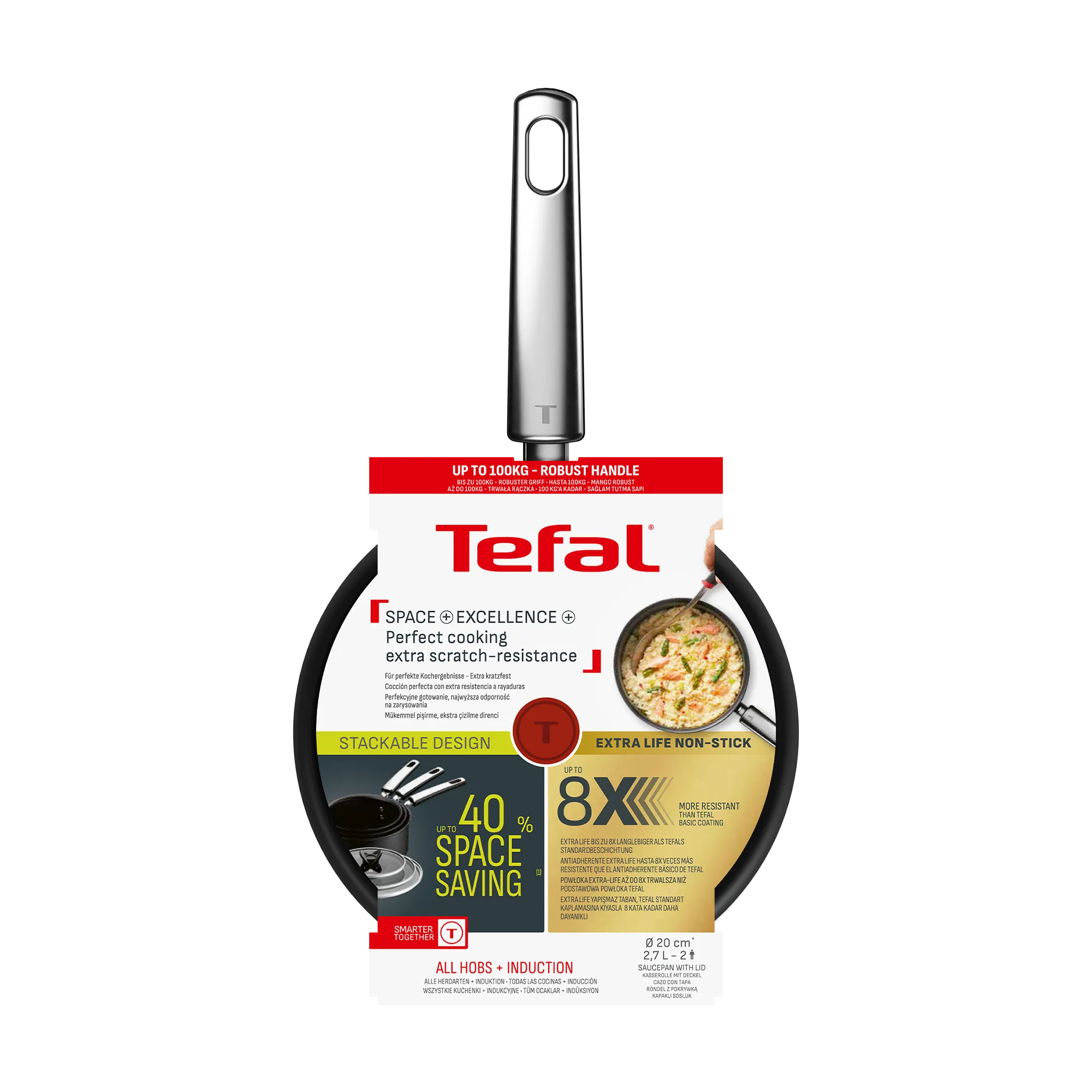 Tefal Space+ Excellence+ Induction Non-Stick Saucepan 18cm + Lid Packaging