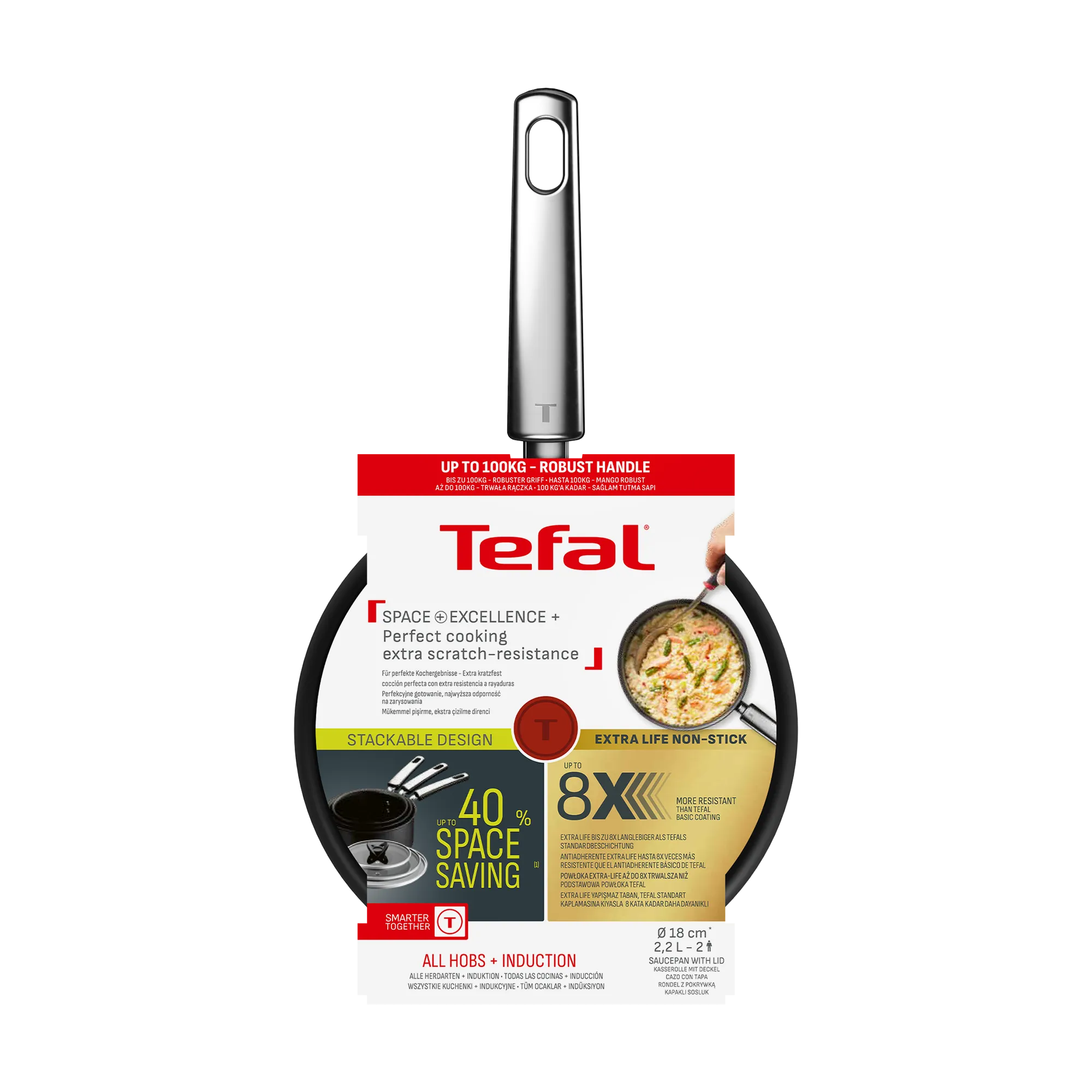 Tefal Space+ Excellence+ Induction Non-Stick Saucepan 20cm + Lid Packaging