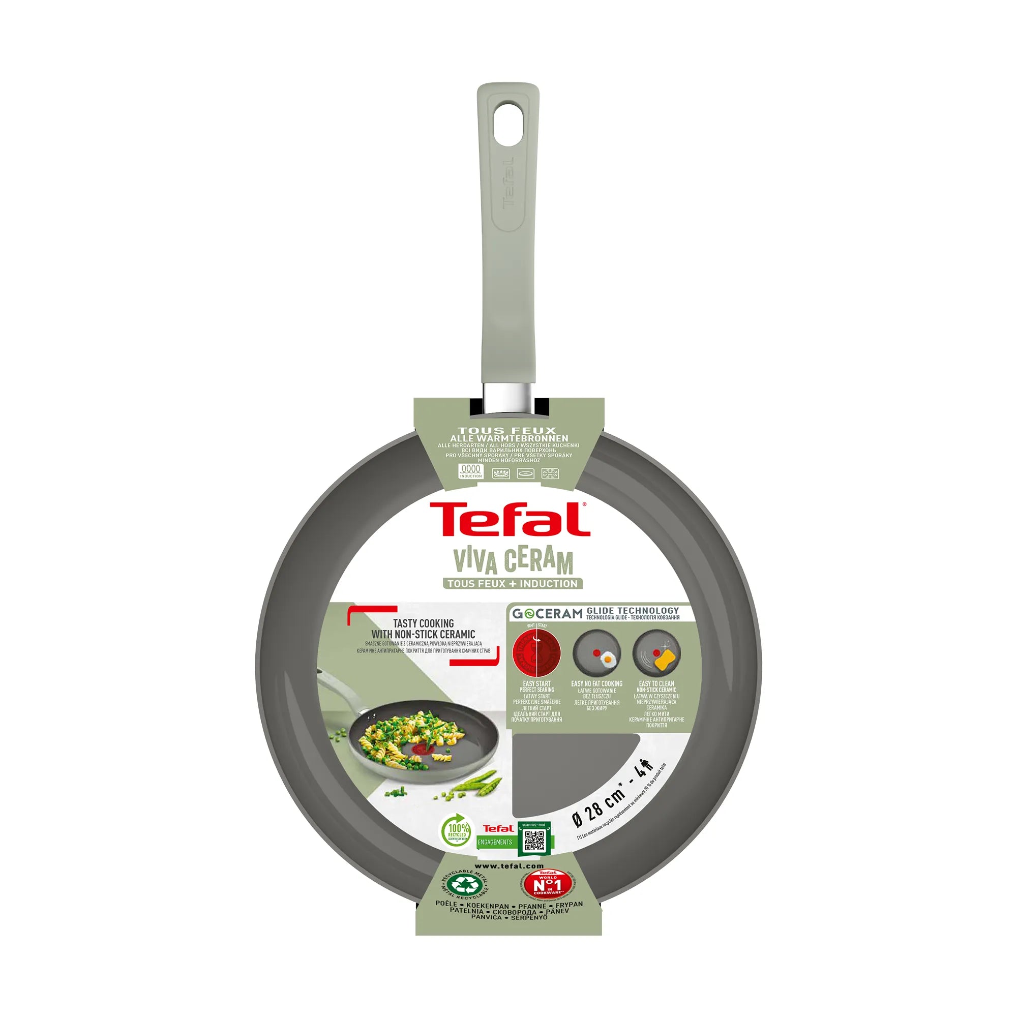 Tefal Vivaceram Induction Ceramic Green Lichen Frypan 28cm